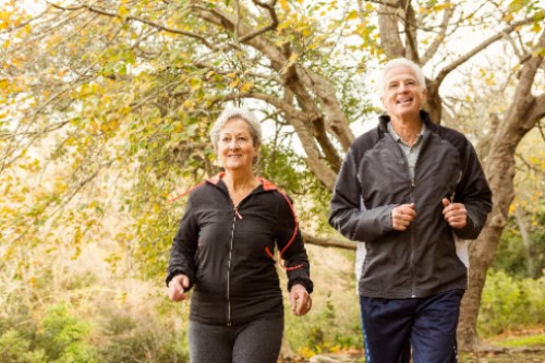 Senior couple jogging