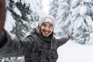 Man Outside in Snow